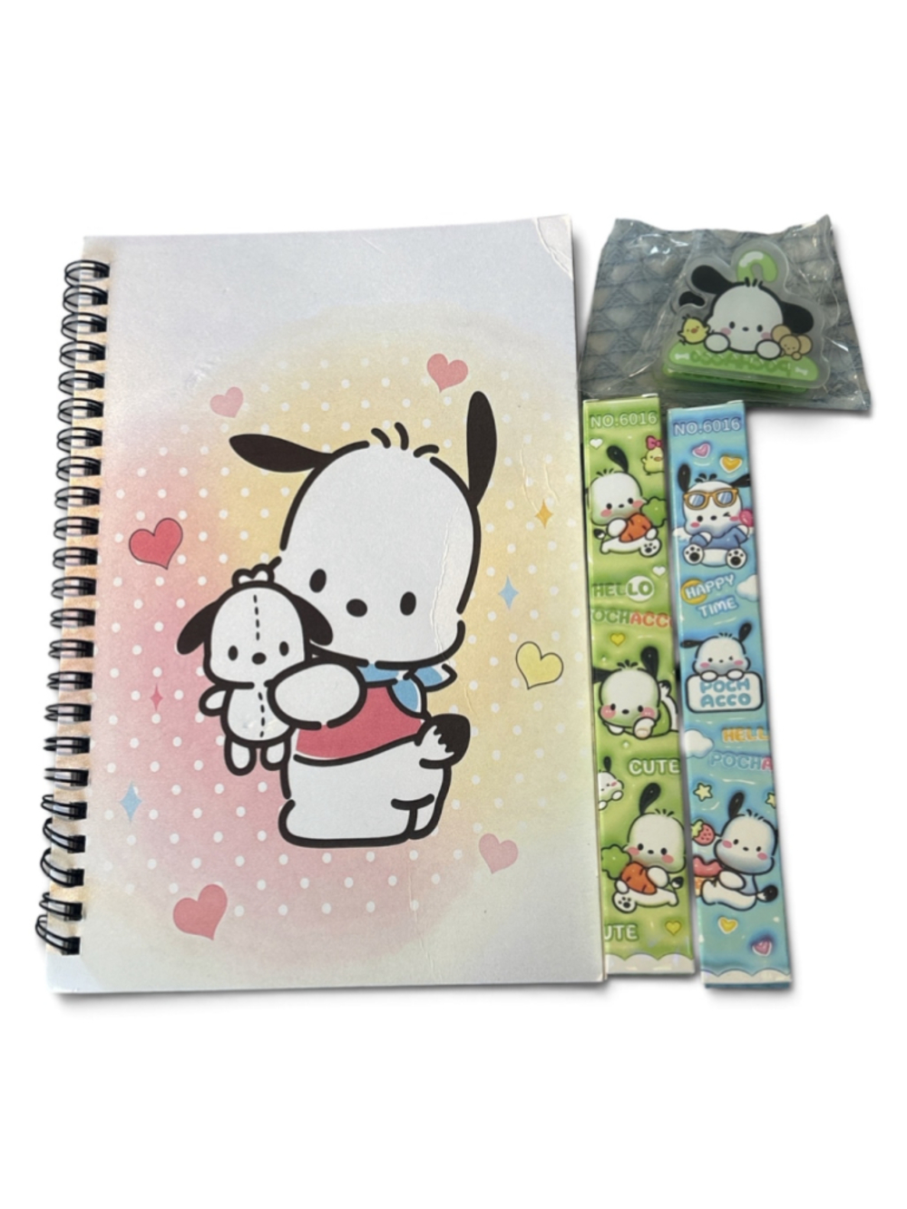 Sanrio Hello Kitty & Pochacco Spiral Notebook and Stationery Set